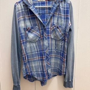 Button up hooded shirt